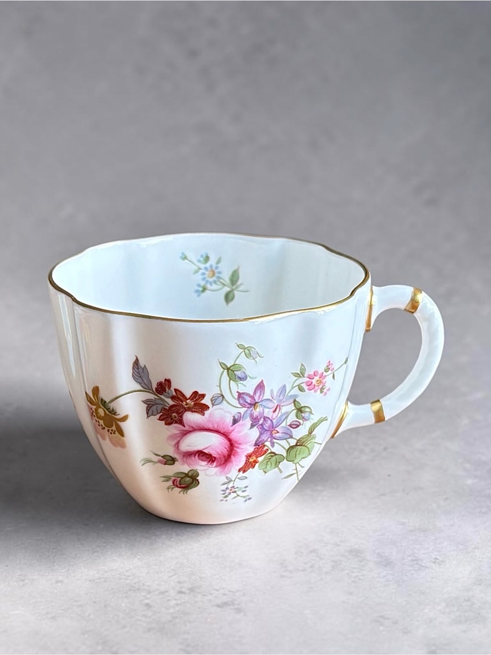 Royal Crown Derby Posies Bone China Teacup with Gold Trim